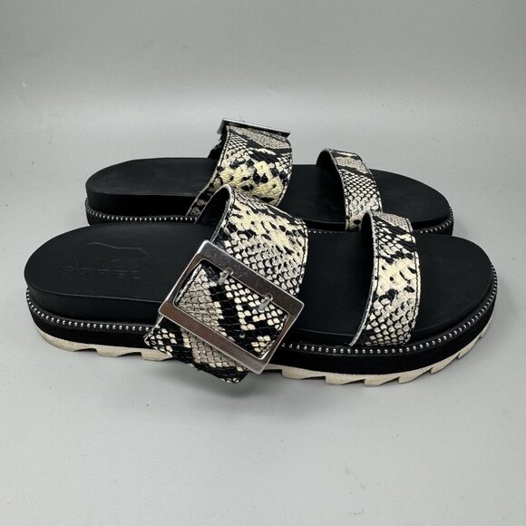 Sorel Sandals Womens Size 8.5 Roaming Slide Snake Print Buckle Casual Slip On - Picture 1 of 8